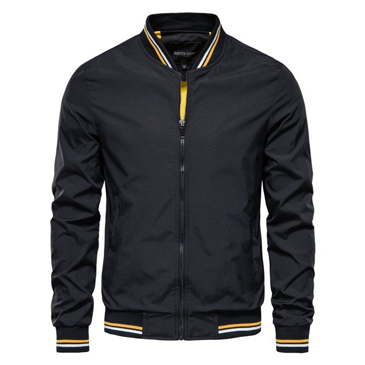 Tobias Solid Bomber Jacket with Ribbed Trim
