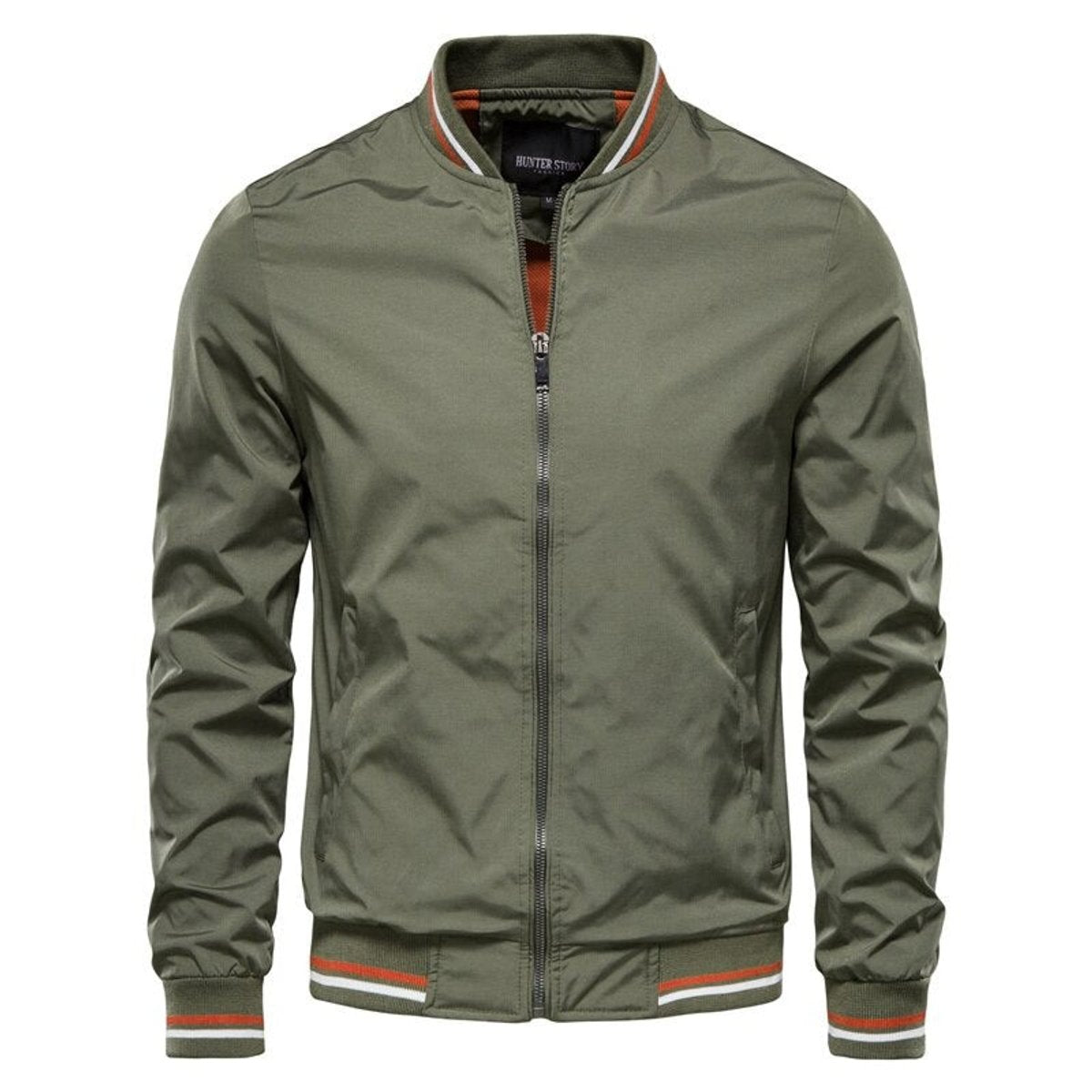 Tobias Solid Bomber Jacket with Ribbed Trim