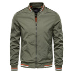 Tobias Solid Bomber Jacket with Ribbed Trim