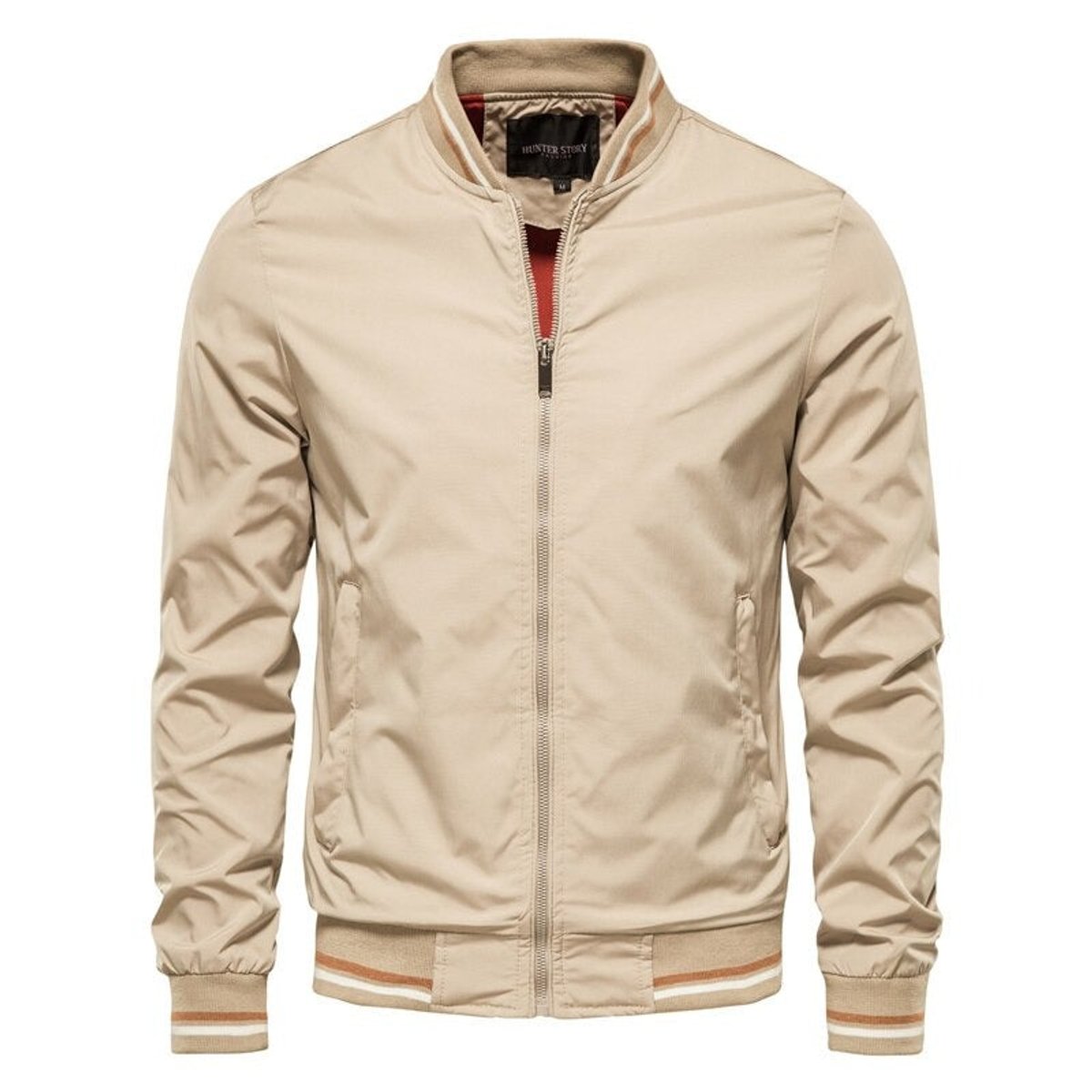 Tobias Solid Bomber Jacket with Ribbed Trim