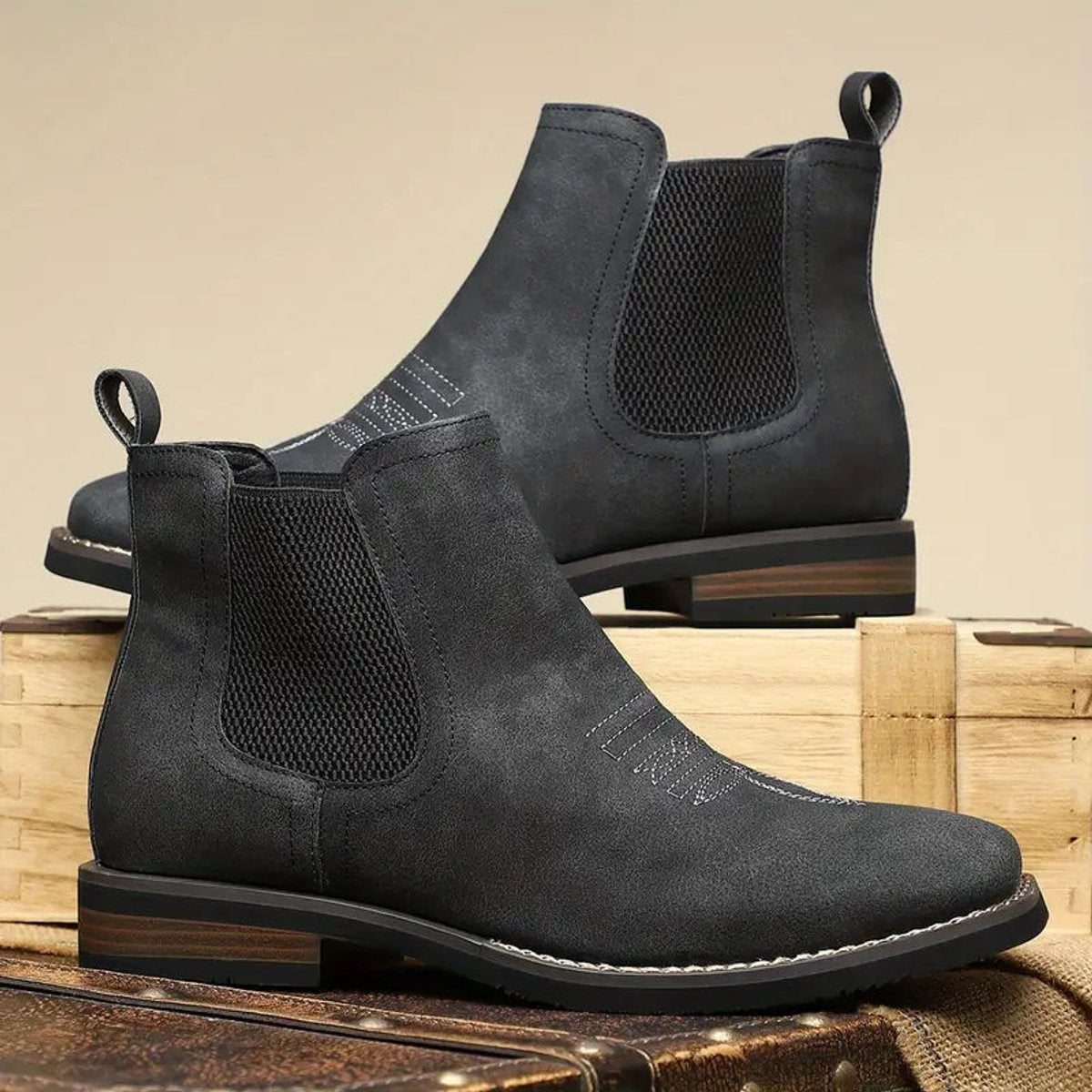 Matthias Chelsea Slip-On Boots in Faux Leather