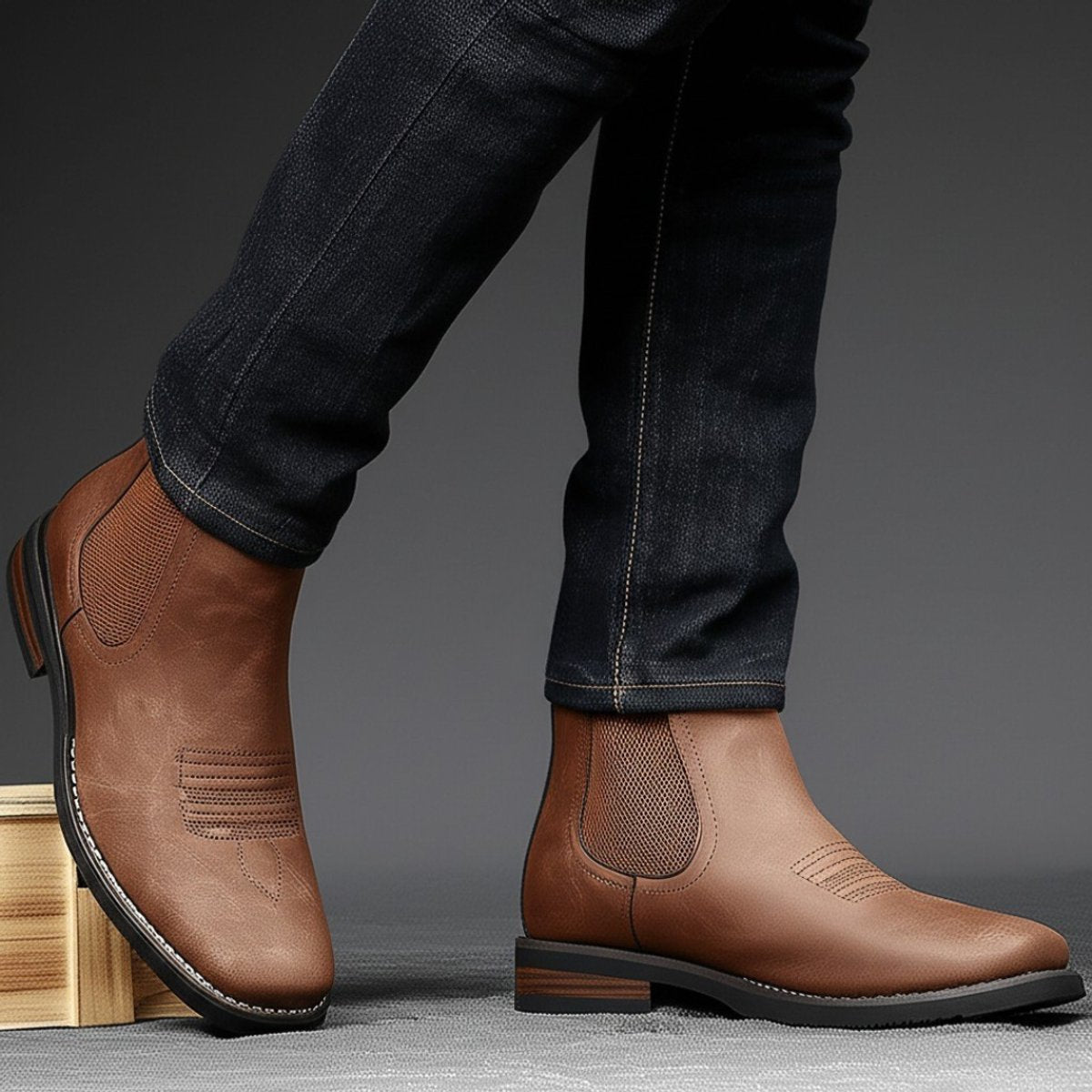 Matthias Chelsea Slip-On Boots in Faux Leather