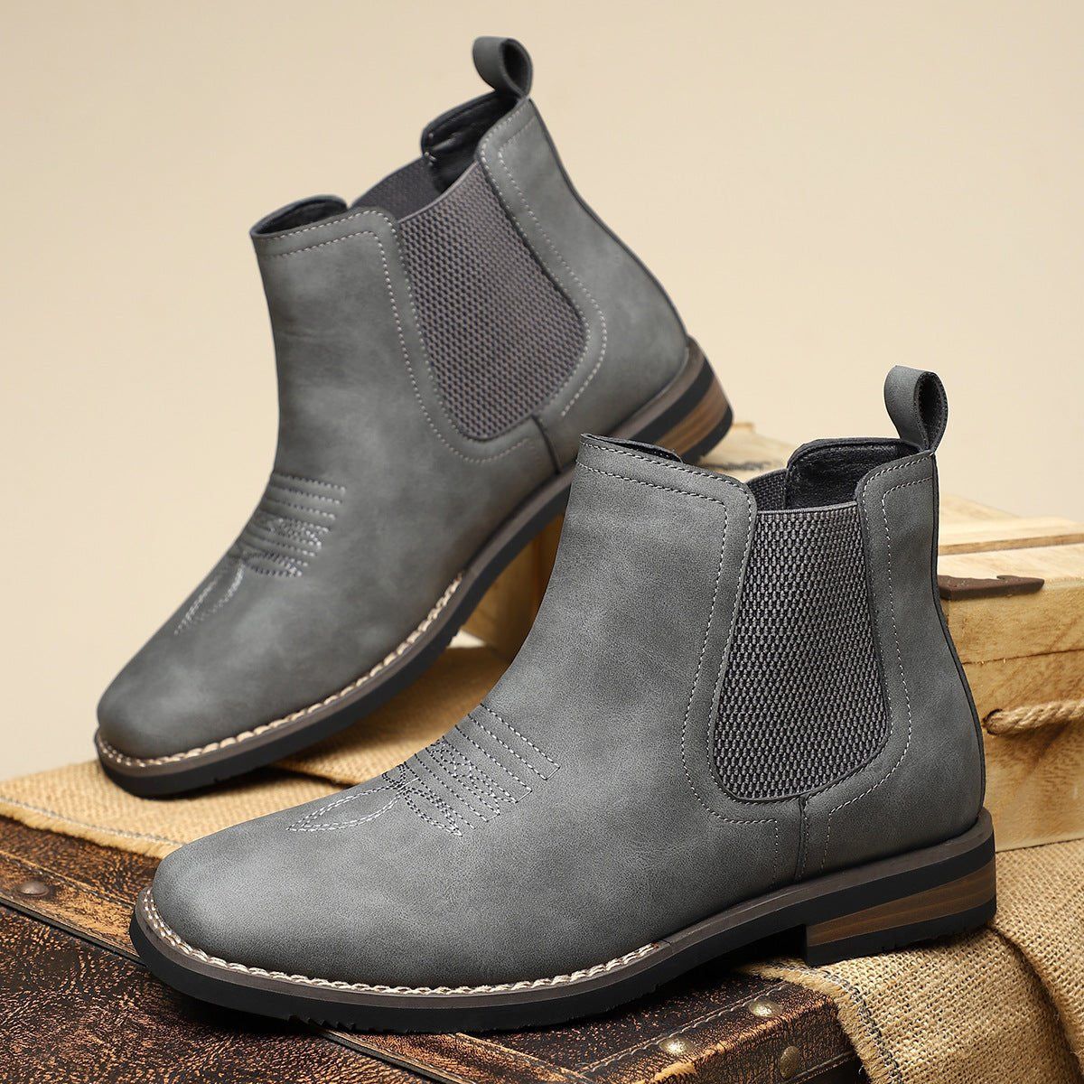 Matthias Chelsea Slip-On Boots in Faux Leather