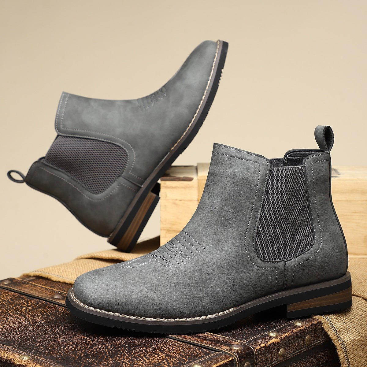 Matthias Chelsea Slip-On Boots in Faux Leather