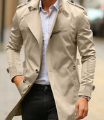 Niklas Elegant Wool Trench Coat with Shoulder Straps