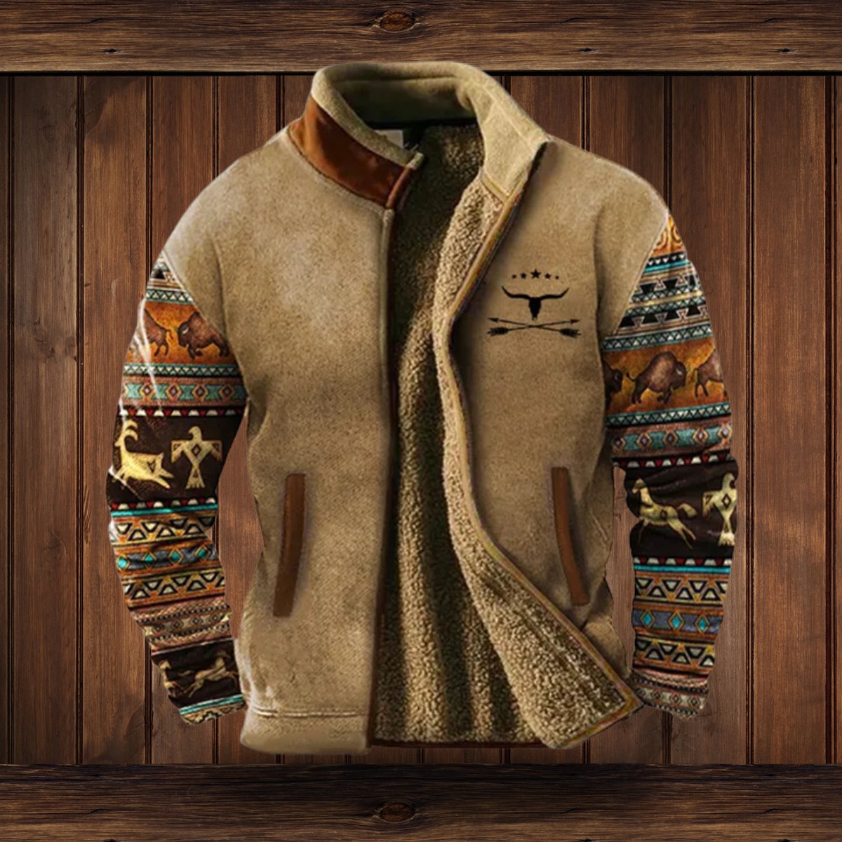 Alexander Aztec Print Sherpa-Lined Fleece Jacket