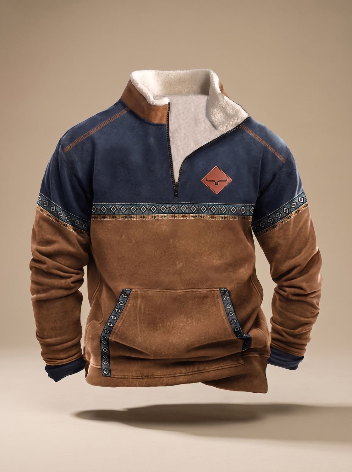 Leon Half-Zip Fleece Sweatshirt with Kangaroo Pocket