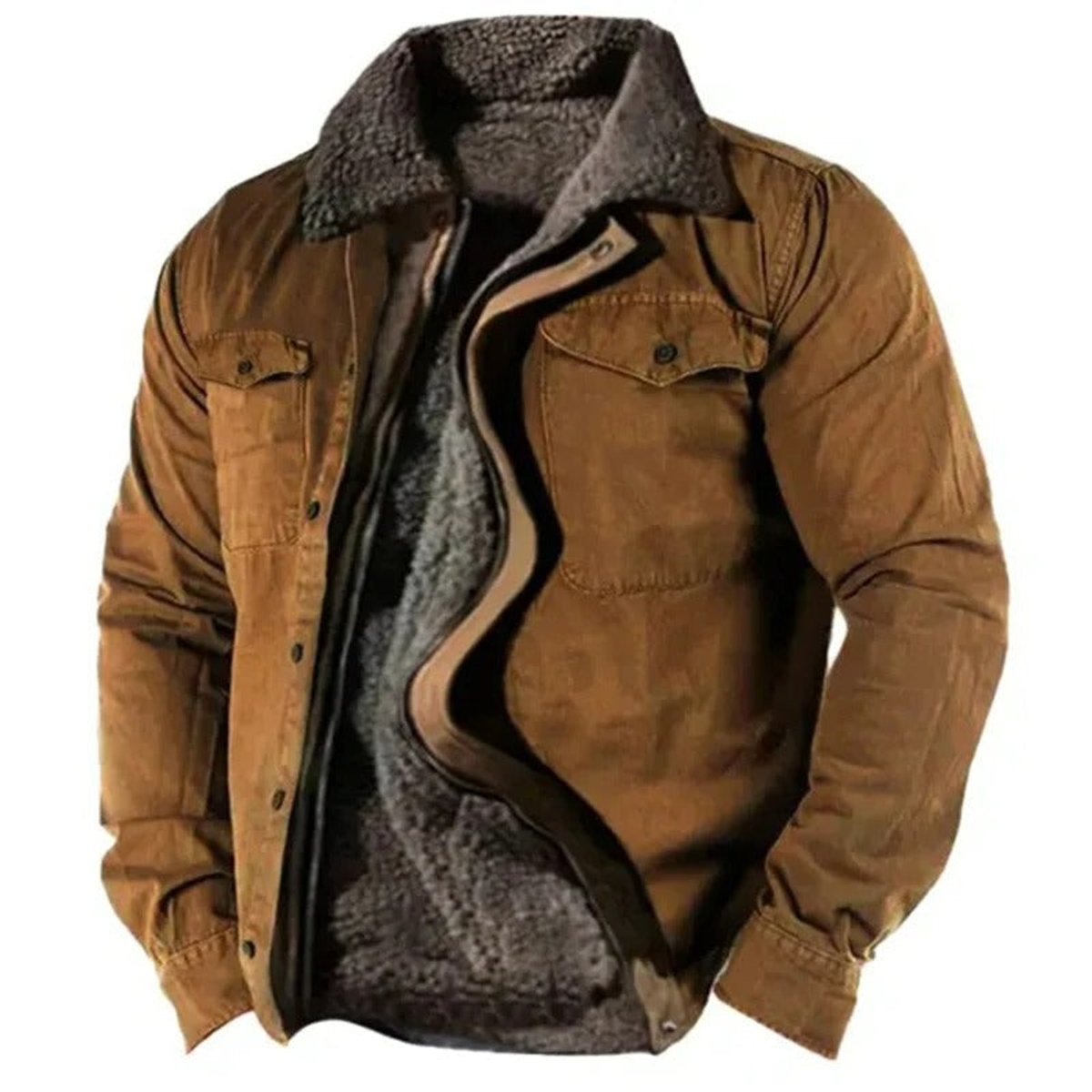 Elias Fleece-Lined Western Cardigan with Sherpa Collar