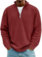 Fabian Ribbed Half-Zip Mock Neck Pullover