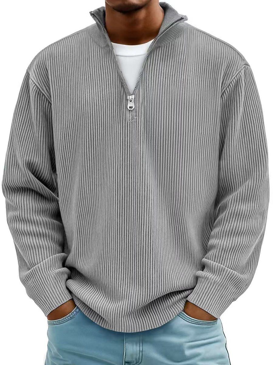 Fabian Ribbed Half-Zip Mock Neck Pullover