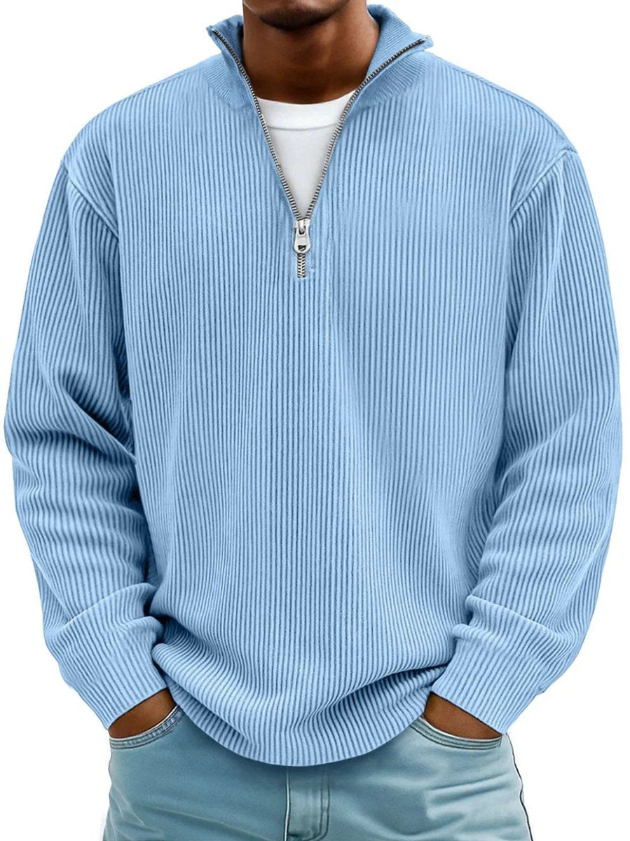 Fabian Ribbed Half-Zip Mock Neck Pullover