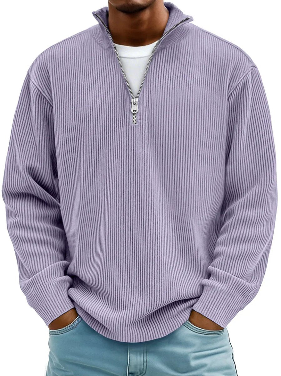 Fabian Ribbed Half-Zip Mock Neck Pullover