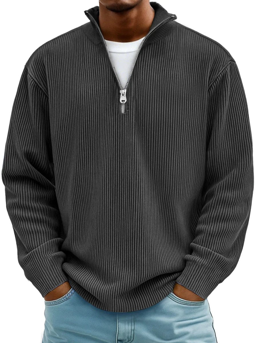 Fabian Ribbed Half-Zip Mock Neck Pullover