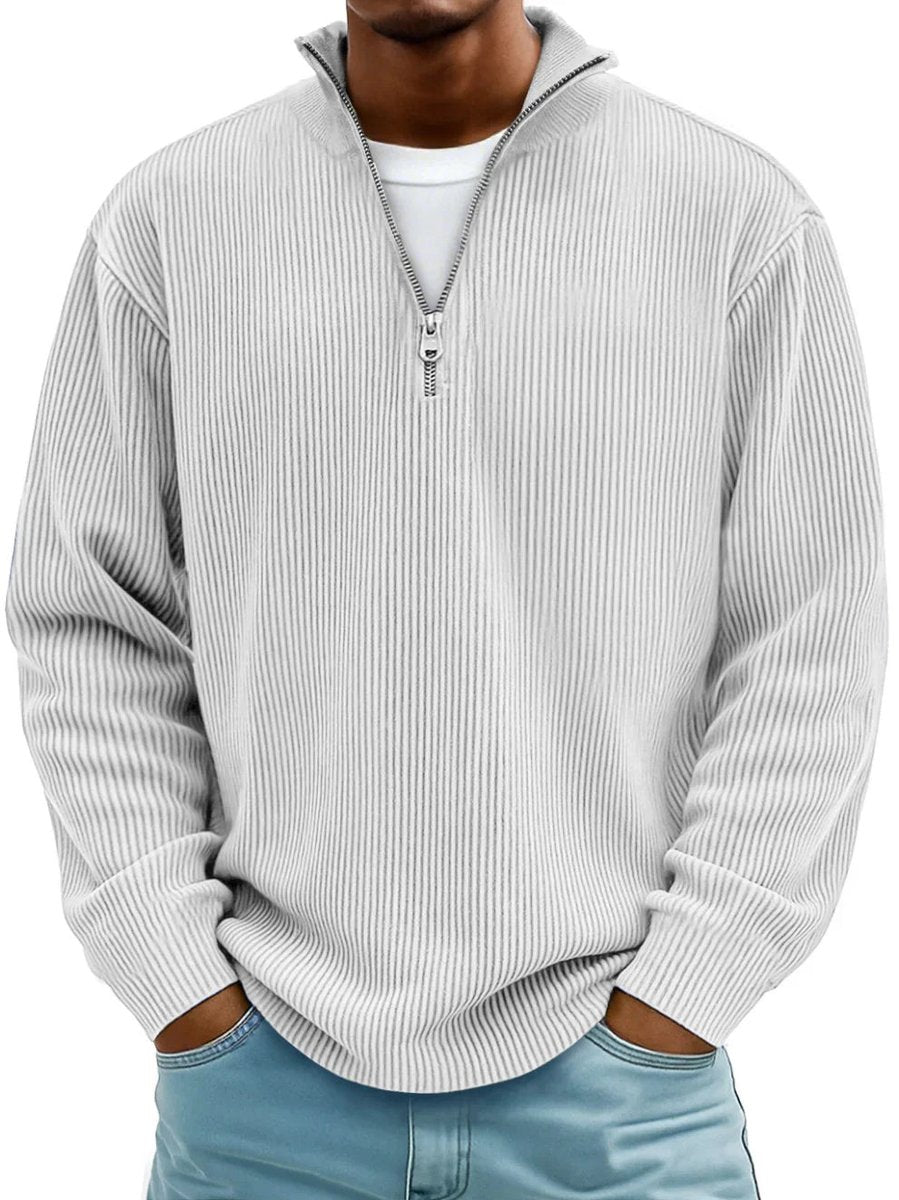 Fabian Ribbed Half-Zip Mock Neck Pullover