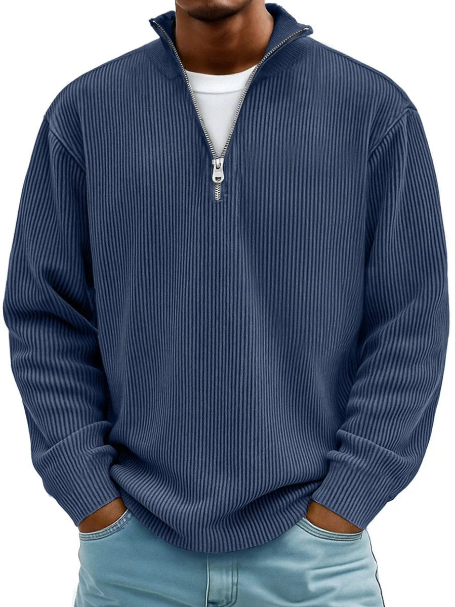 Fabian Ribbed Half-Zip Mock Neck Pullover