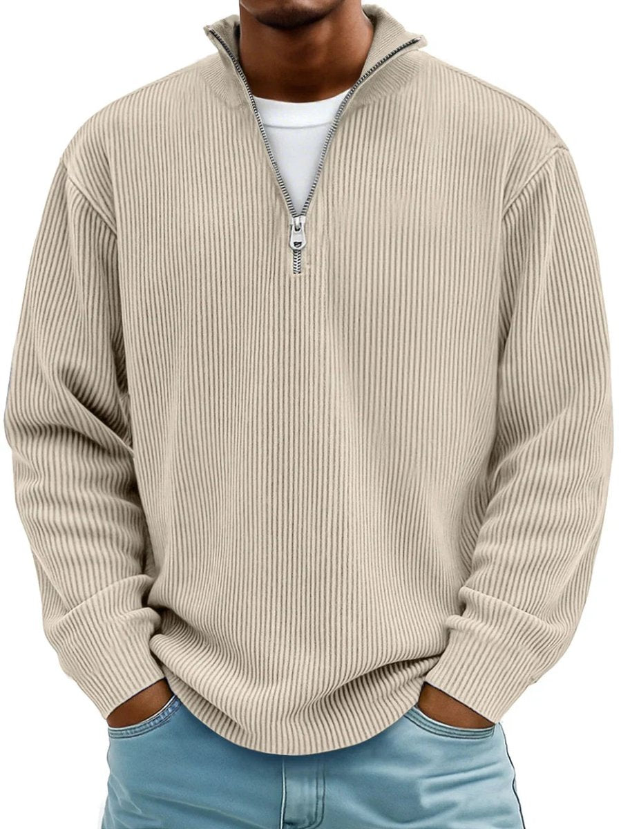 Fabian Ribbed Half-Zip Mock Neck Pullover