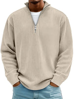 Fabian Ribbed Half-Zip Mock Neck Pullover