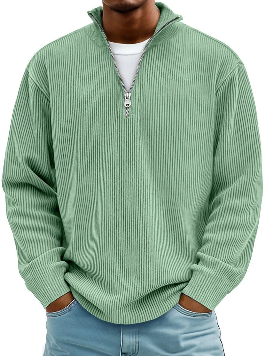 Fabian Ribbed Half-Zip Mock Neck Pullover