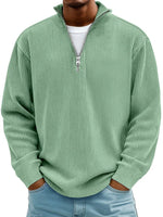 Fabian Ribbed Half-Zip Mock Neck Pullover
