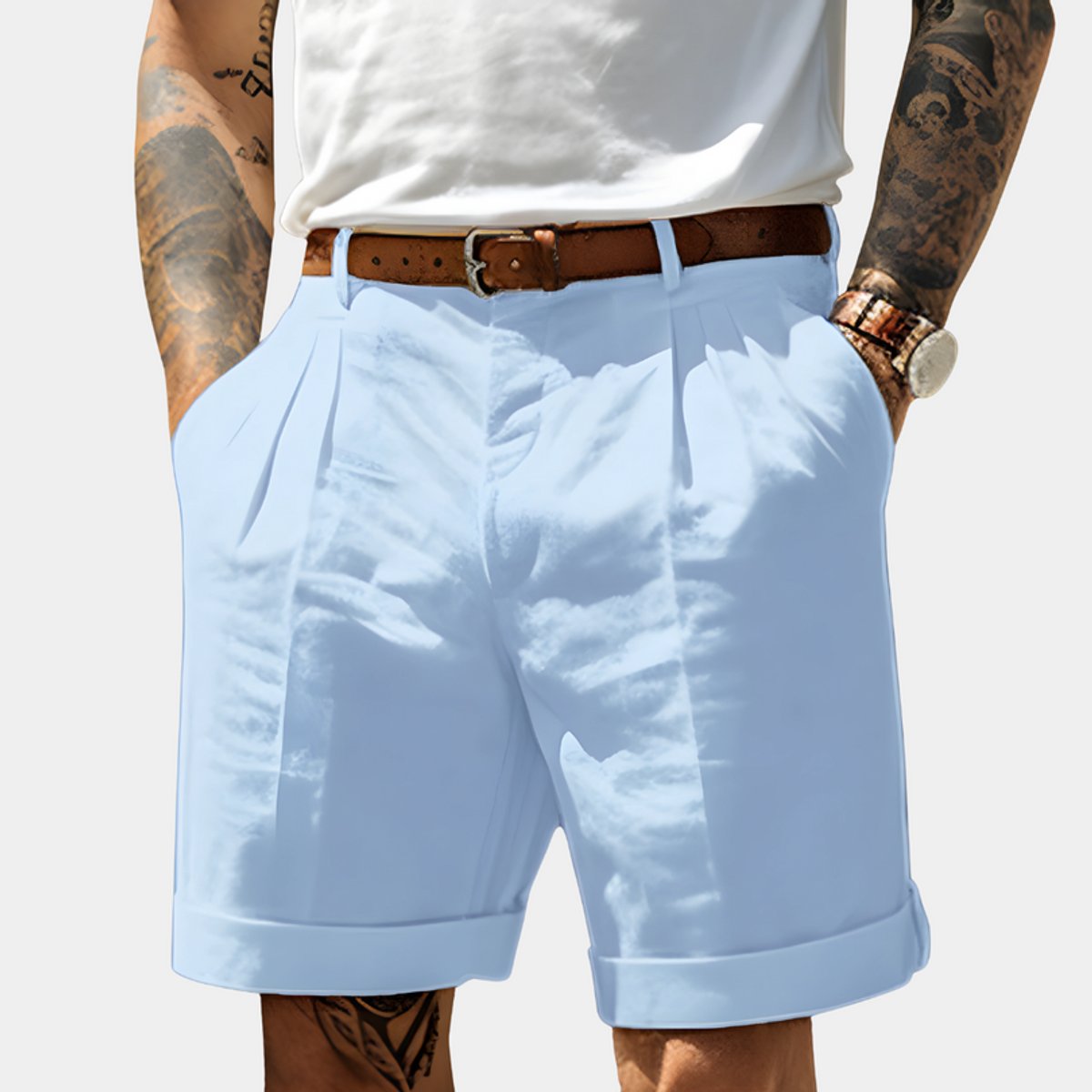 Simon Pleated Chino Bermuda Shorts