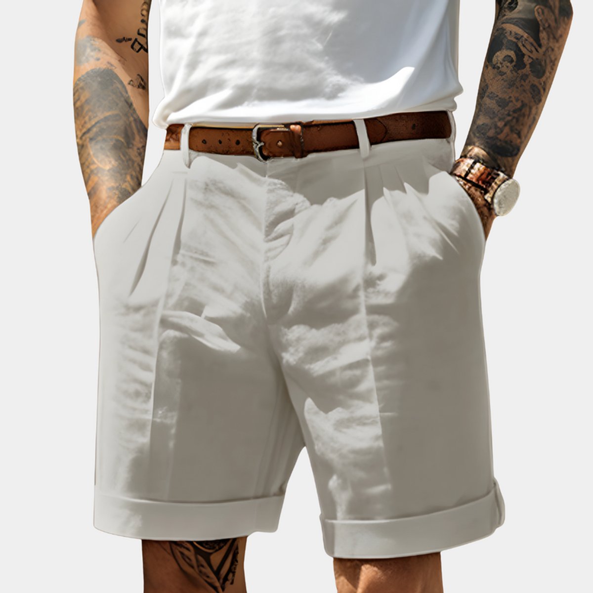 Simon Pleated Chino Bermuda Shorts