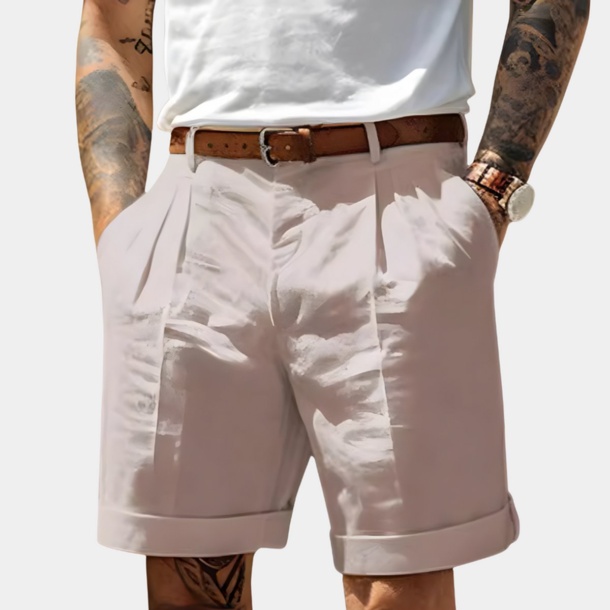 Simon Pleated Chino Bermuda Shorts