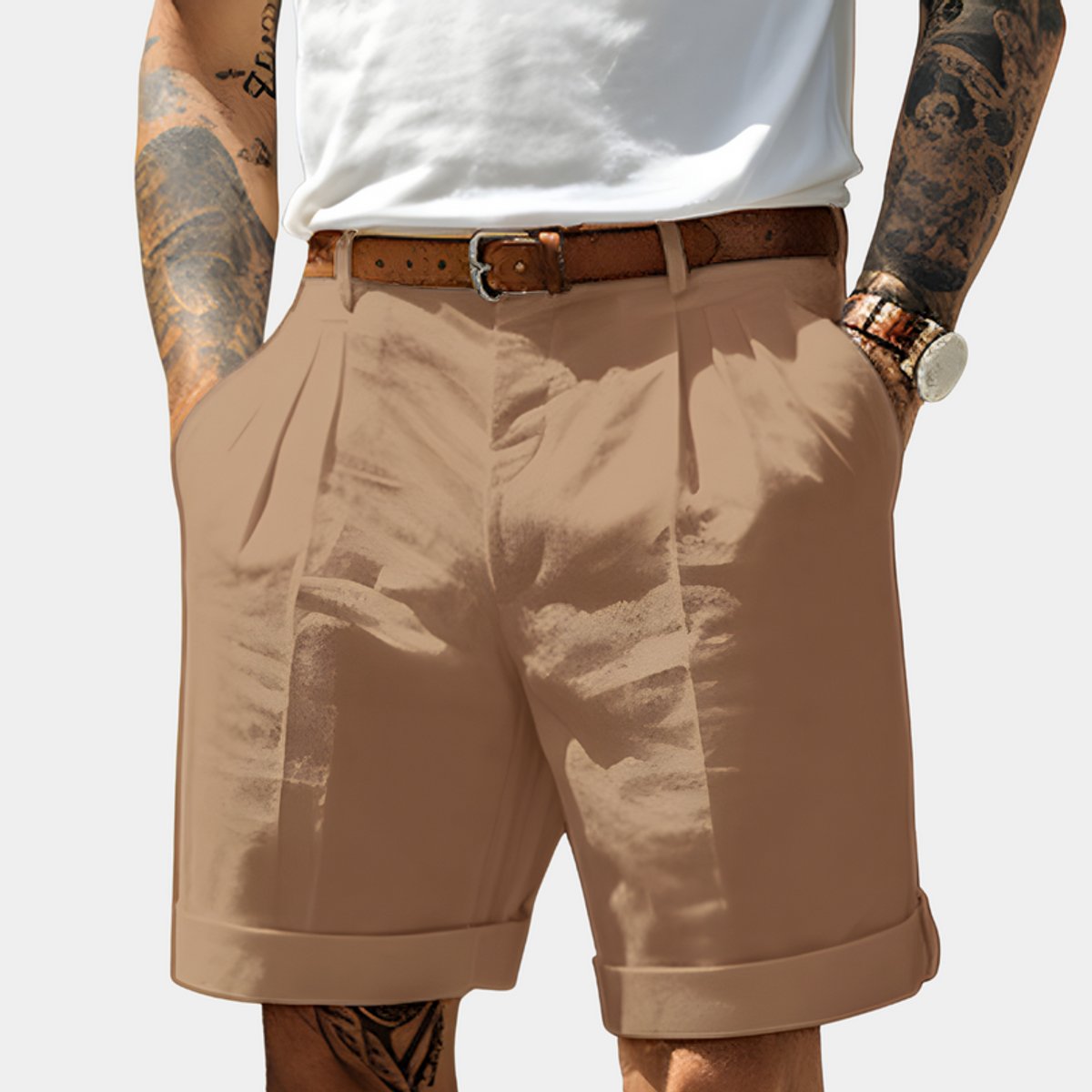 Simon Pleated Chino Bermuda Shorts