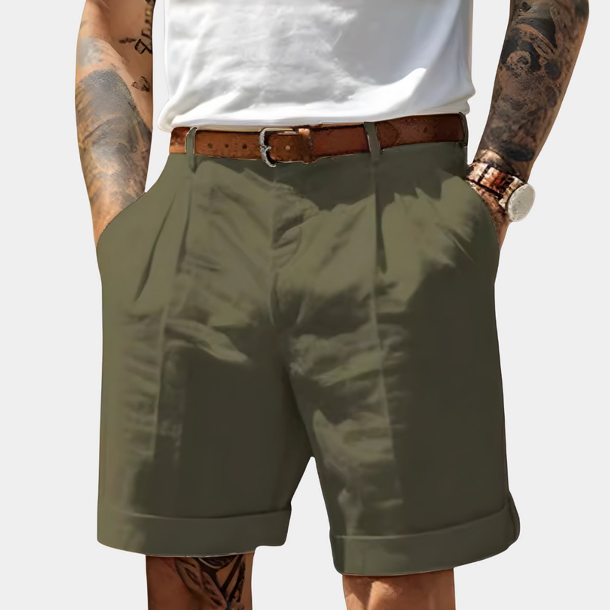 Simon Pleated Chino Bermuda Shorts