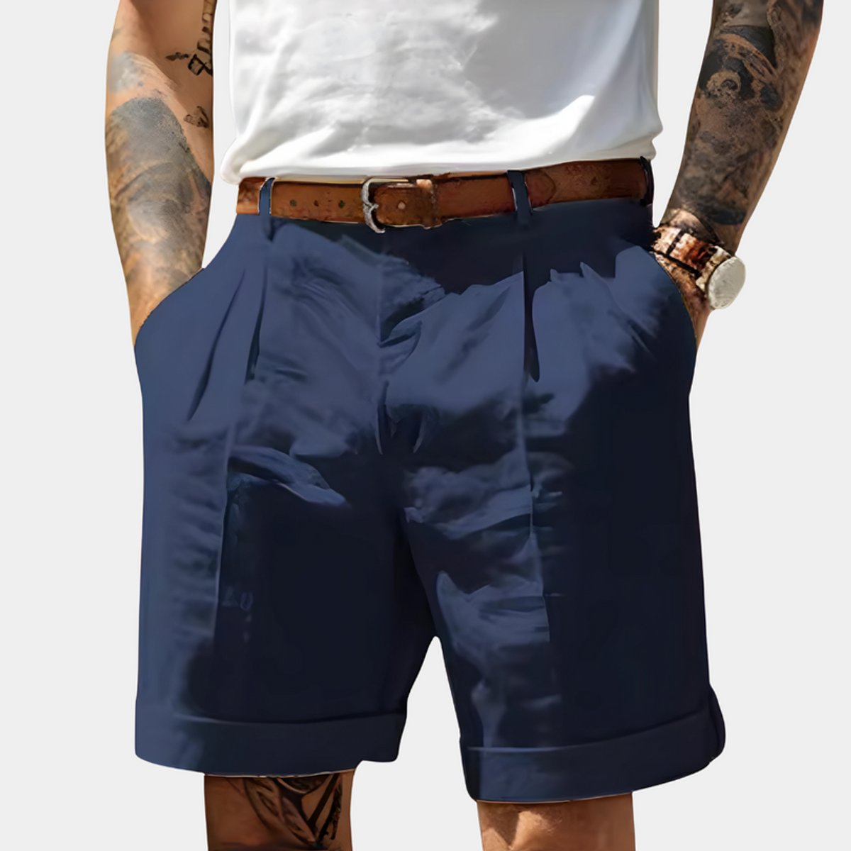 Simon Pleated Chino Bermuda Shorts