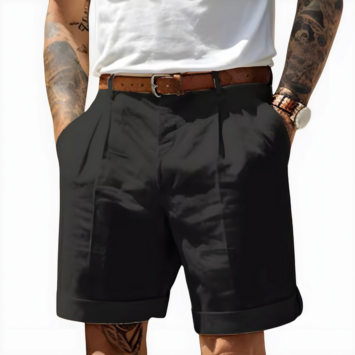 Simon Pleated Chino Bermuda Shorts