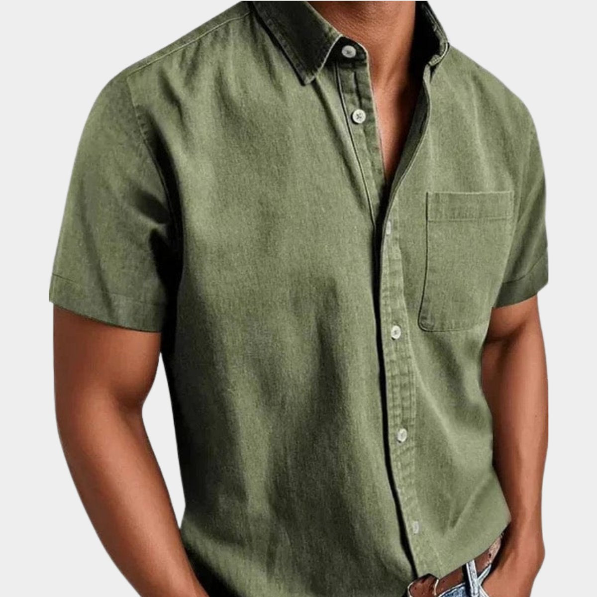 Christian Short-Sleeve Denim Shirt
