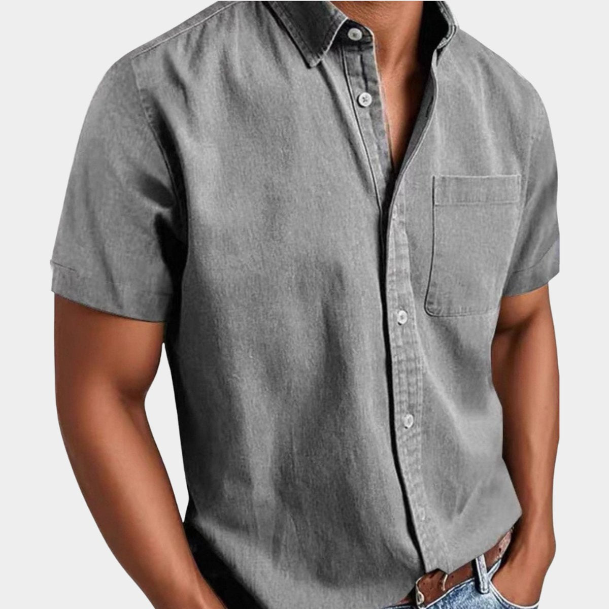 Christian Short-Sleeve Denim Shirt