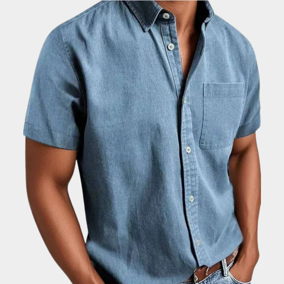 Christian Short-Sleeve Denim Shirt