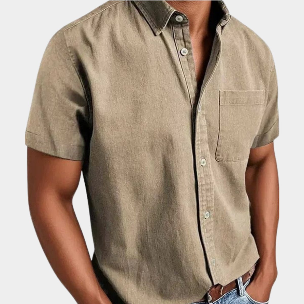 Christian Short-Sleeve Denim Shirt