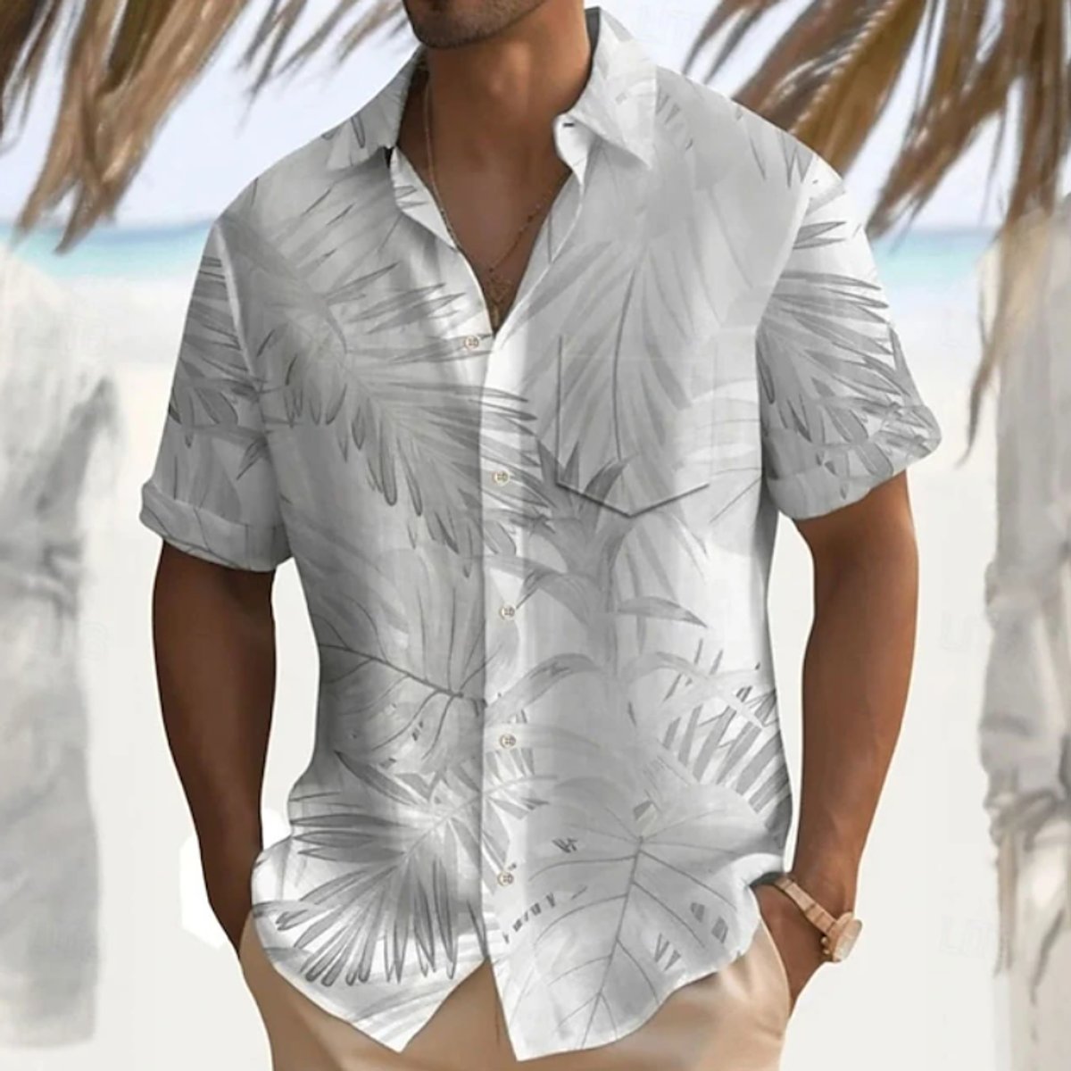 Andreas Short-Sleeve Leaf Print Summer Shirt
