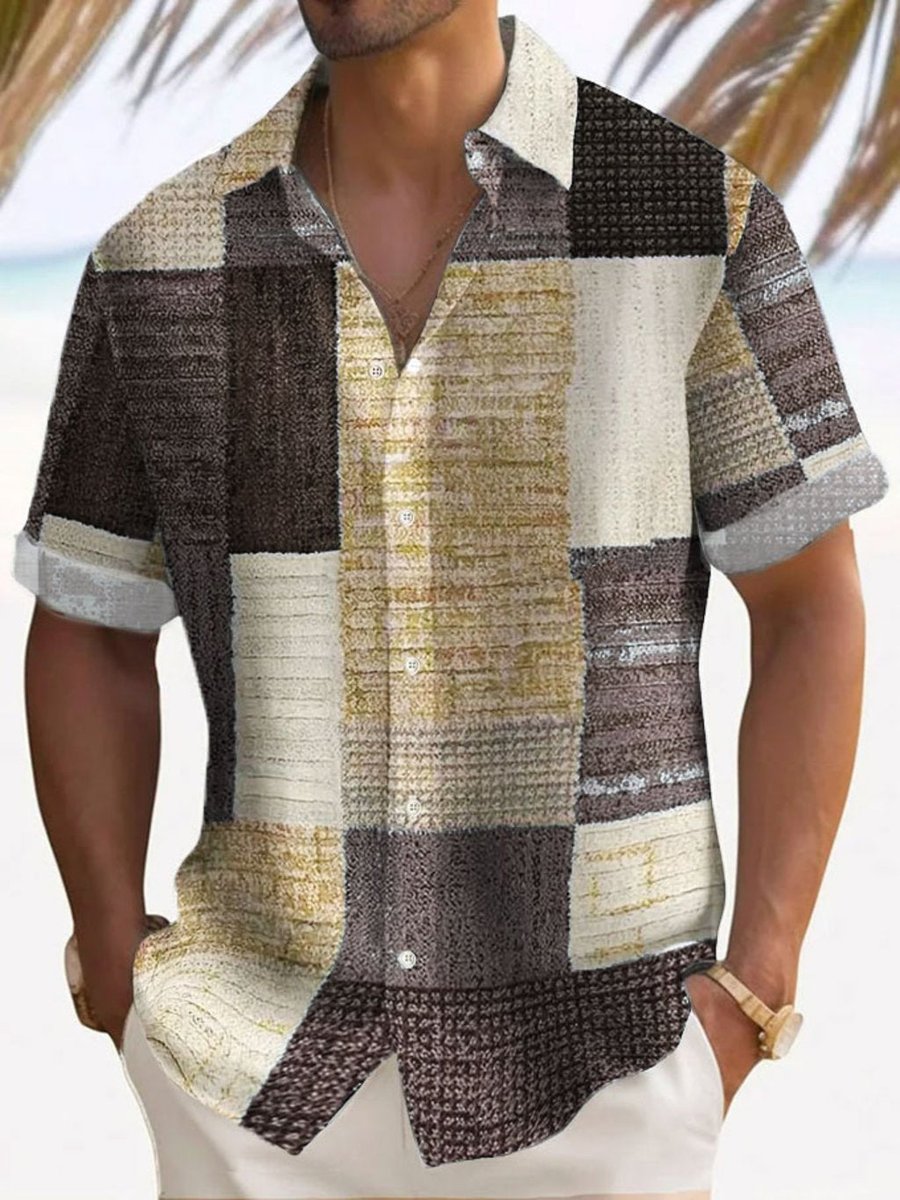 Florian Striped Patchwork Short-Sleeve Shirt
