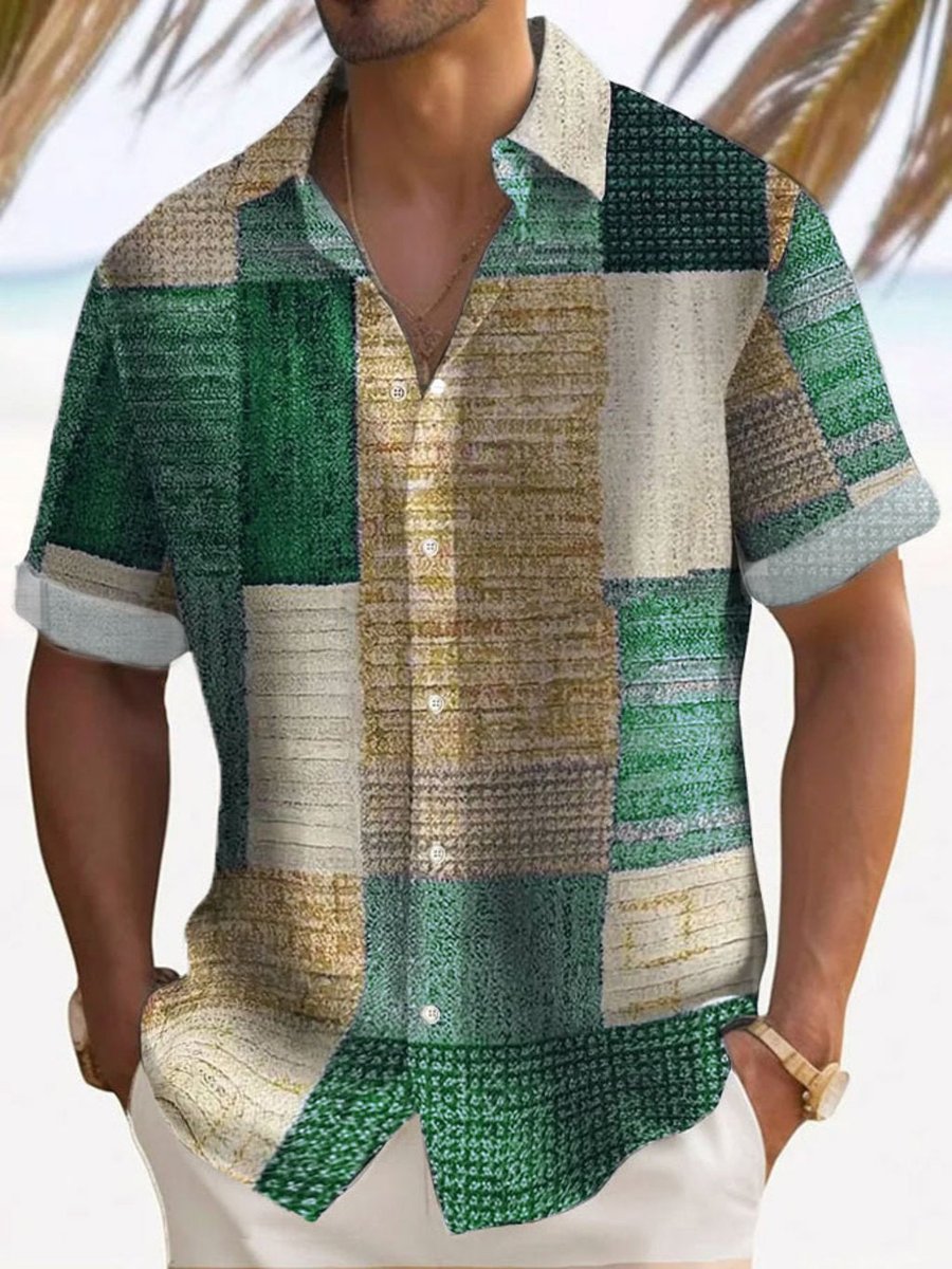 Florian Striped Patchwork Short-Sleeve Shirt