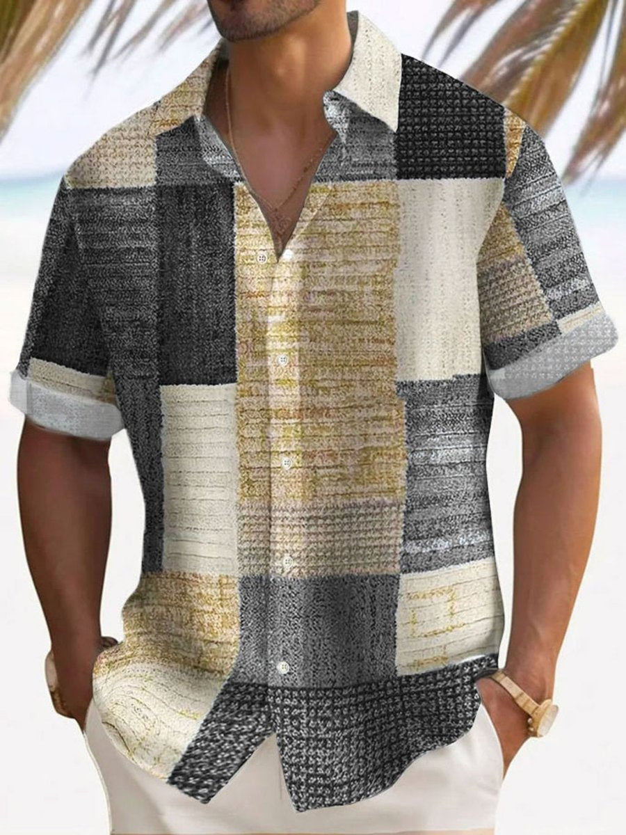 Florian Striped Patchwork Short-Sleeve Shirt