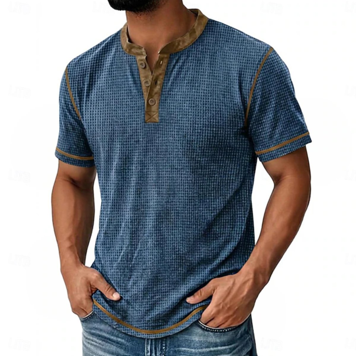 Stefan Waffle-Knit Henley Shirt