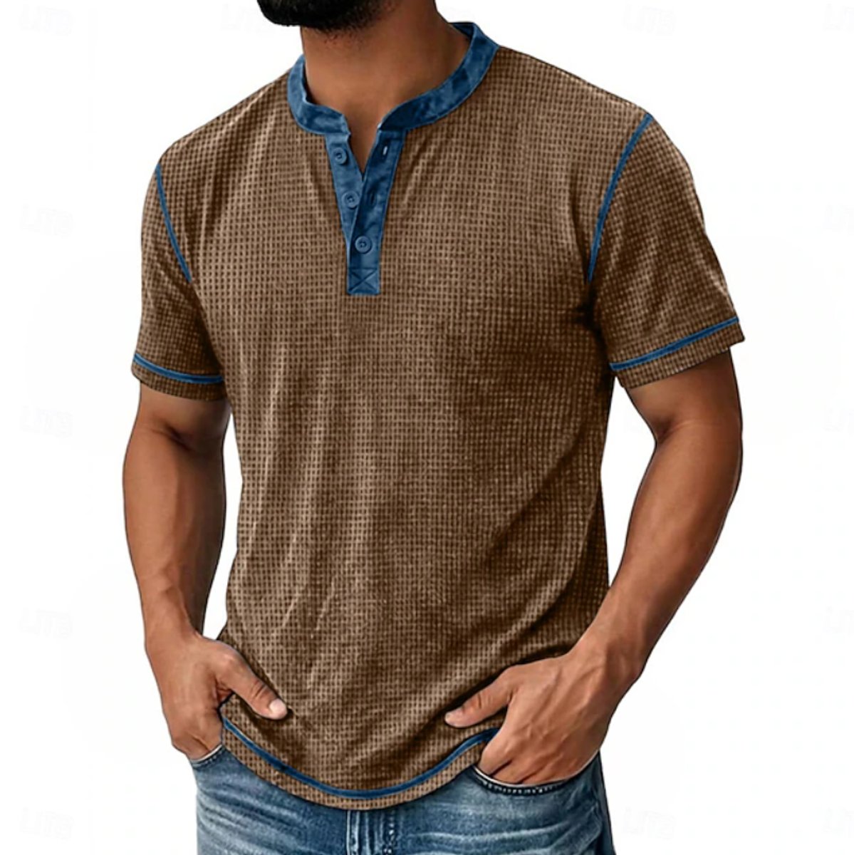 Stefan Waffle-Knit Henley Shirt