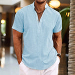 Stefan Linen-Look Henley Summer Shirt
