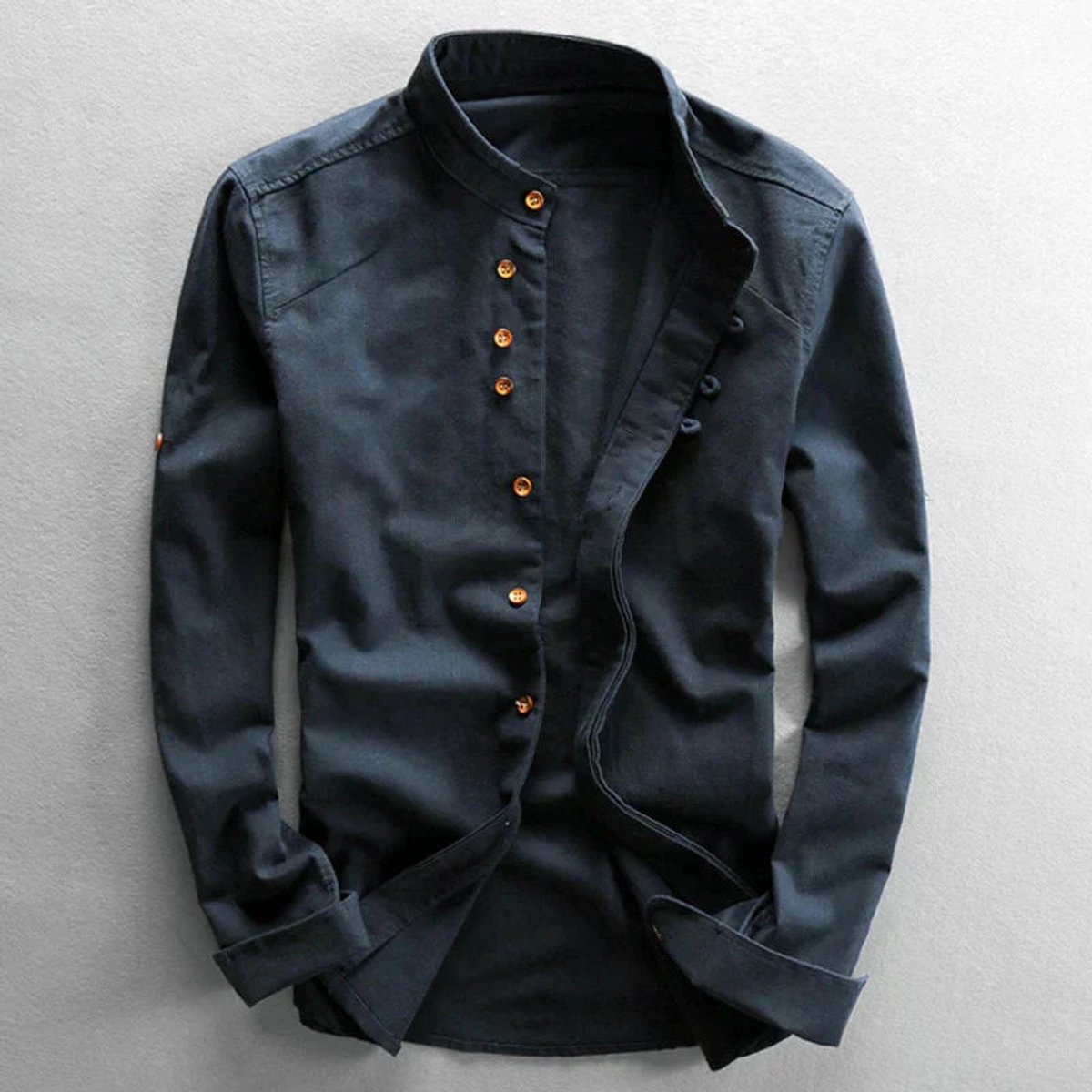 Dominik Wrinkle-Free Linen Stand Collar Shirt