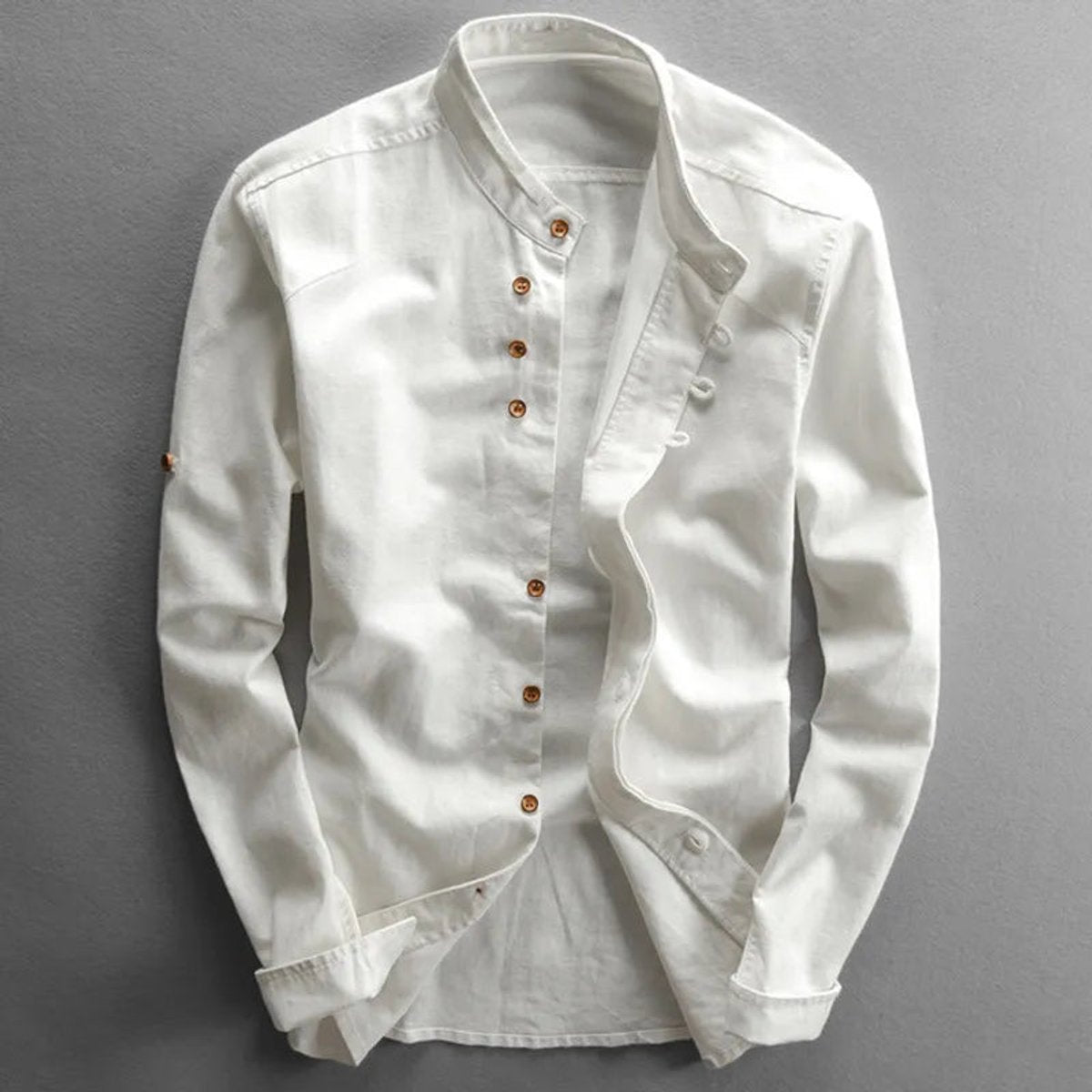 Dominik Wrinkle-Free Linen Stand Collar Shirt