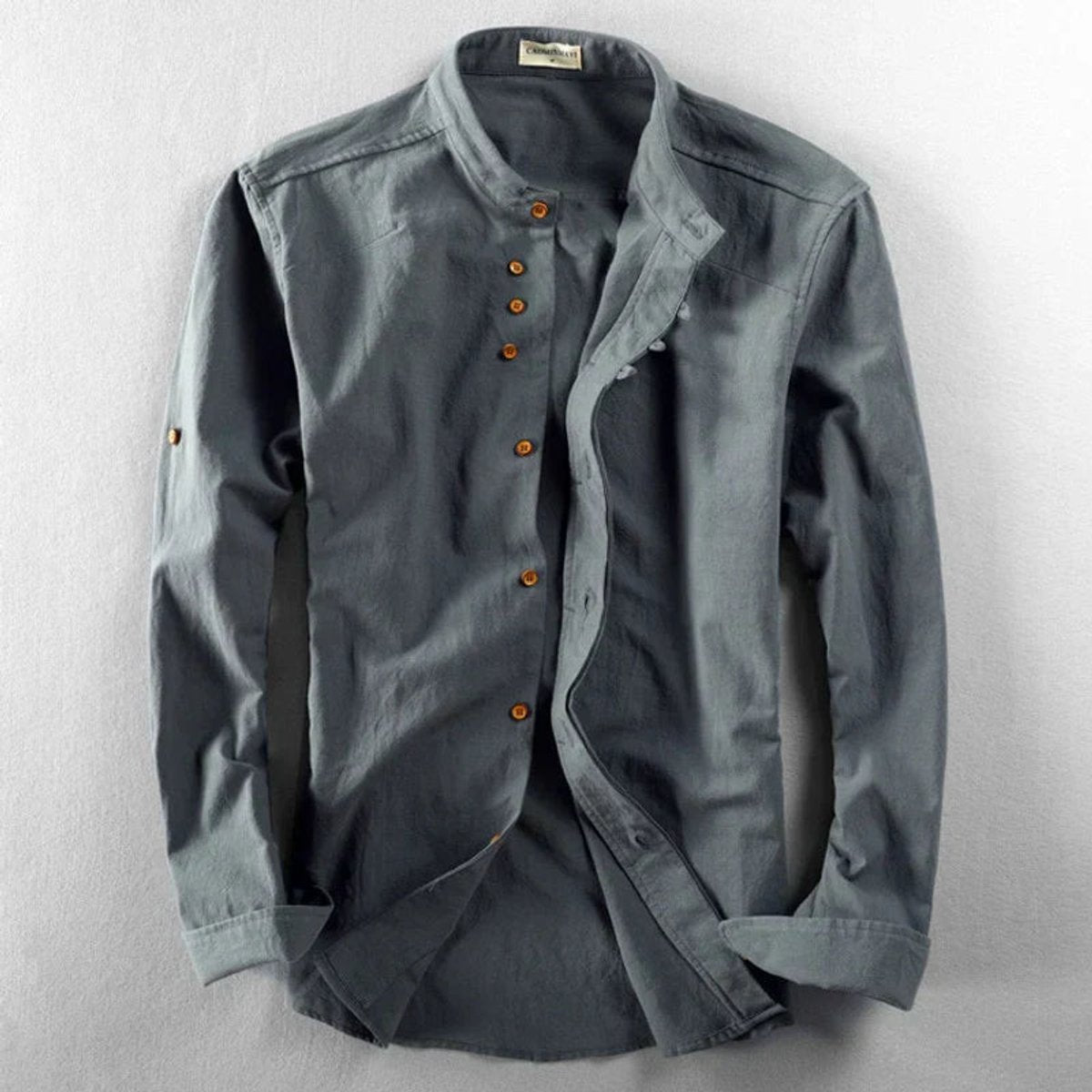 Dominik Wrinkle-Free Linen Stand Collar Shirt