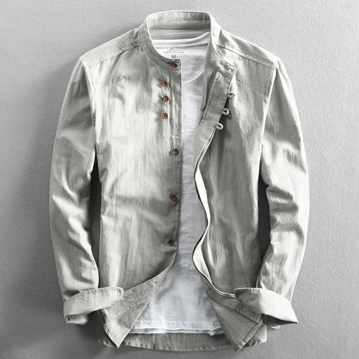 Dominik Wrinkle-Free Linen Stand Collar Shirt