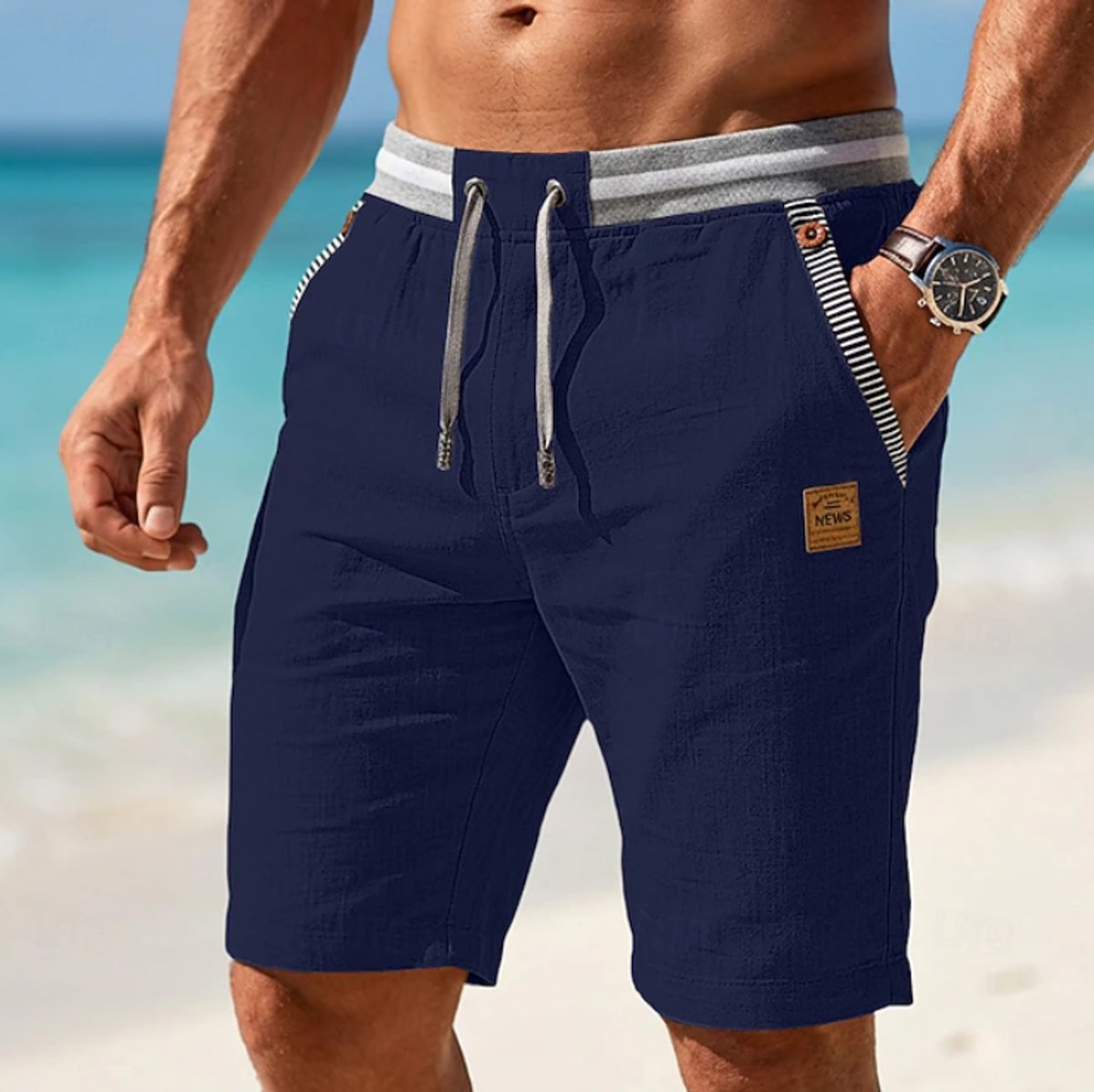 Sebastian Linen Shorts with Elastic Drawstring Waist