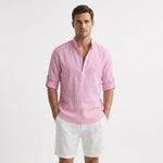 Alexander Rolled-Sleeve Linen Henley Shirt