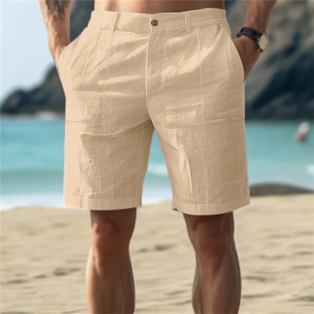 Niklas Relaxed Linen Shorts with Elastic Waist