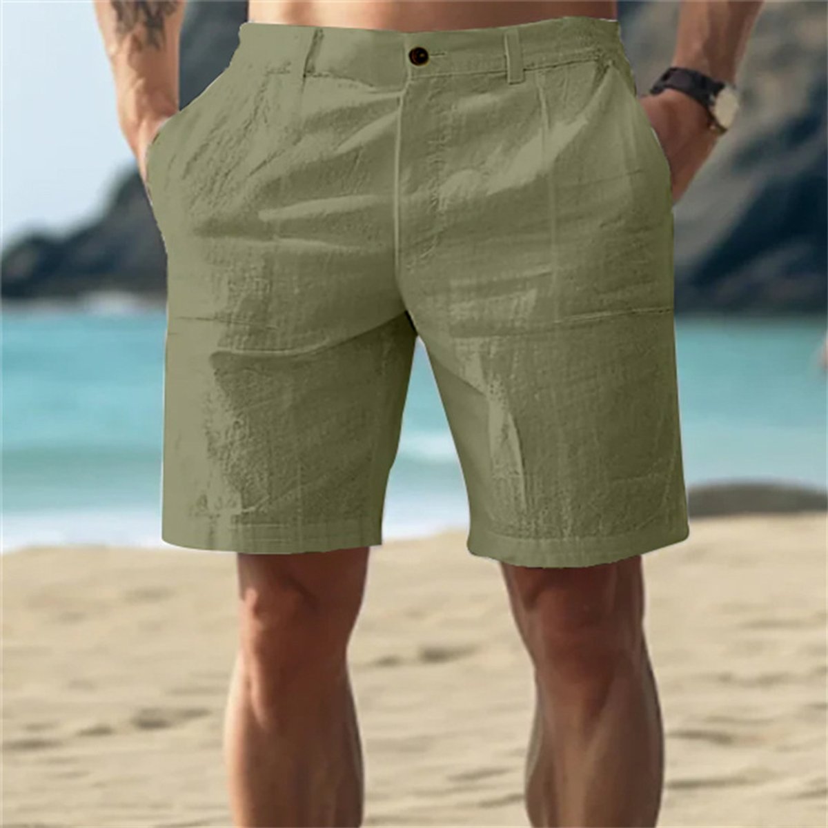 Niklas Relaxed Linen Shorts with Elastic Waist