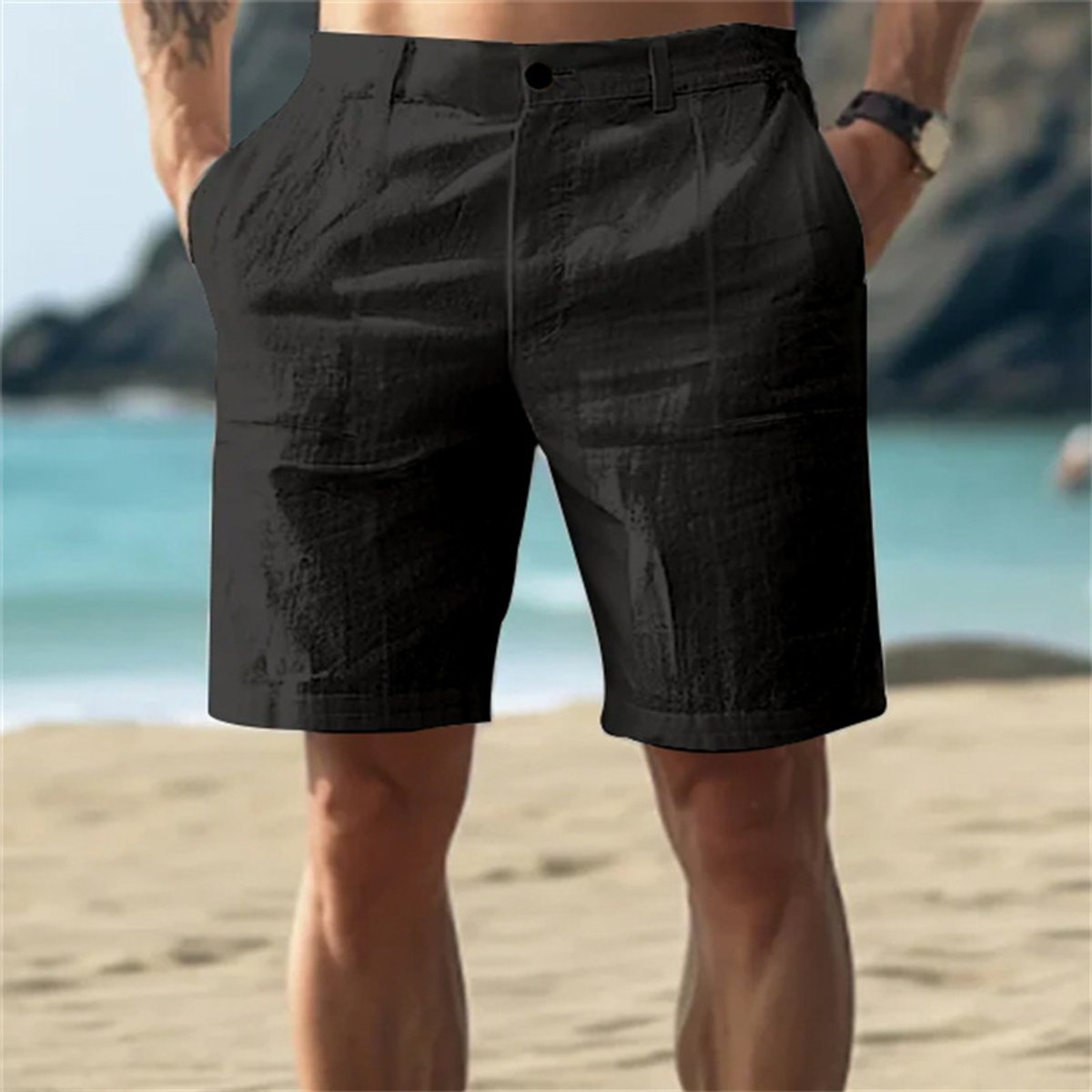 Niklas Relaxed Linen Shorts with Elastic Waist
